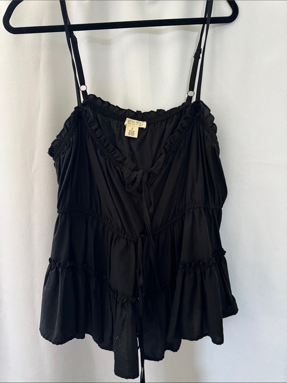 Torrid FESTI Black Tiered Tie-Front Tank